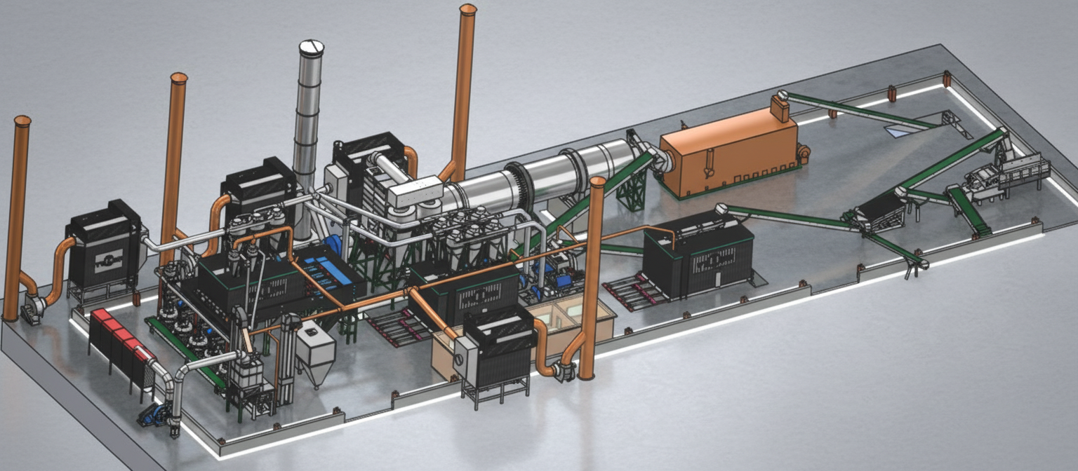 Wood Pellet Production Facility 3D Diagram